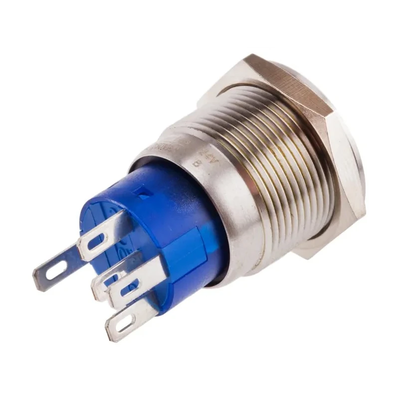 RS PRO Illuminated Push Button Switch, Latching Type, Panel Mount, 19.2 mm Cutout, SPDT, Blue LED, IP67, 12V 111-3776