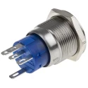 RS PRO Illuminated Push Button Switch, Latching, Panel Mount, 19.2 mm Cutout, SPDT, Blue LED, IP67, 24 V dc 250 V ac 111-3782