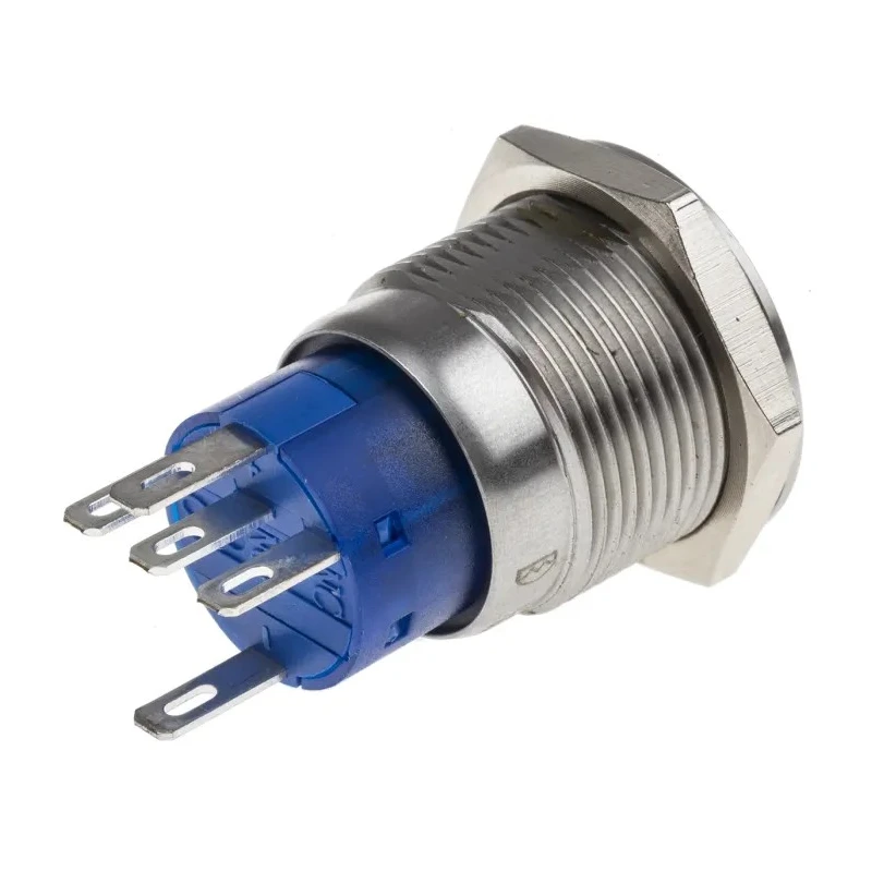 RS PRO Illuminated Push Button Switch, Latching, Panel Mount, 19.2 mm Cutout, SPDT, Blue LED, IP67, 24 V dc 250 V ac 111-3782