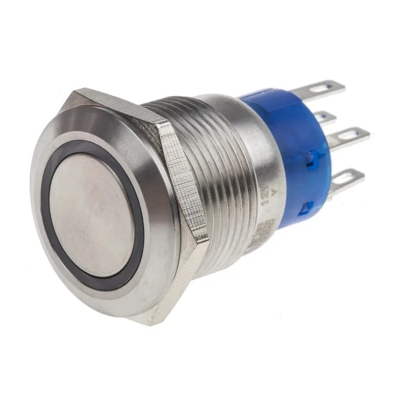 RS PRO Illuminated Push Button Switch, Latching, Panel Mount, 19.2 mm Cutout, SPDT, Blue LED, IP67, 24 V dc 250 V ac 111-3782