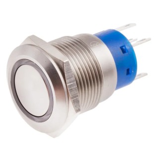 RS PRO Illuminated Push Button Switch, Latching, Panel Mount, 19.2 mm Cutout, SPDT, White LED, IP67, 250V AC 111-3891