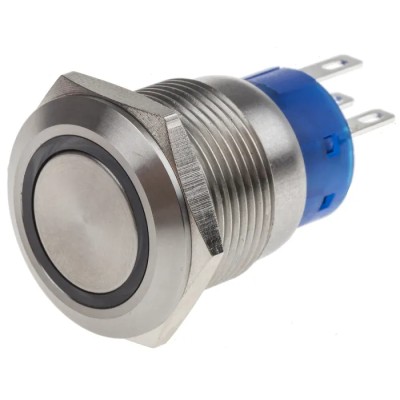 RS PRO Illuminated Push Button Switch, Latching, Panel Mount, 19.2 mm Cutout, SPDT, Yellow LED, IP67, 12 V DC 250 V 111-3881