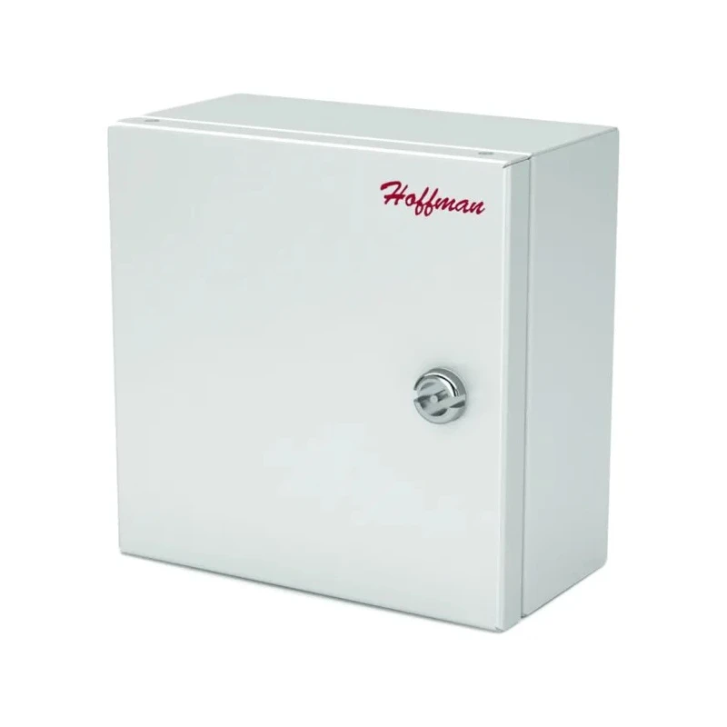 nVent HOFFMAN Steel Wall Box, Mild Steel, White, IP66, IK09, Hinged Door, Quarter Turn Latch, RAL 7035 – 
