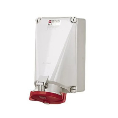 MENNEKES Industrial Power Connector, 4 Pole, Wall Mount, Screw Terminal, IP67, 125A, 40V, Red 