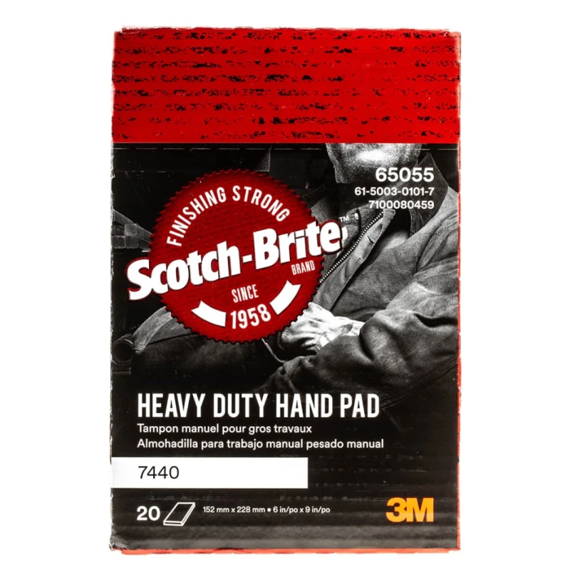 3M Scotch-Brite Medium Grade Abrasive Hand Pad, Aluminium Oxide, 228.6 mm x 152.4 mm, Pack of 20 3078804