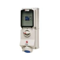 Mennekes Wall Mount Industrial Power Receptacle , 16A, 230V, IP67, Blue/White - 3 Pole