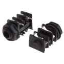 RS PRO PCB Female Jack Connector 6.35 mm, 2 Mono, Solder, Right Angle, Silver-Plated Brass Contacts, Black FCR 111-5768