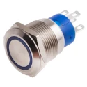 RS PRO Illuminated Push Button Switch, Latching, Panel Mount, 19.2 mm Cutout, SPDT, Blue LED, IP67, 250V AC 111-5787
