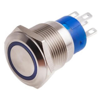 RS PRO Illuminated Push Button Switch, Latching, Panel Mount, 19.2 mm Cutout, SPDT, Blue LED, IP67, 250V AC 111-5787
