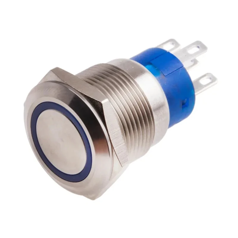 RS PRO Illuminated Push Button Switch, Latching, Panel Mount, 19.2 mm Cutout, SPDT, Blue LED, IP67, 250V AC 111-5787