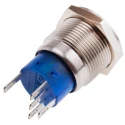 RS PRO Illuminated Push Button Switch, Latching, Panel Mount, 19.2 mm Cutout, SPDT, Blue LED, IP67, 250V AC 111-5787