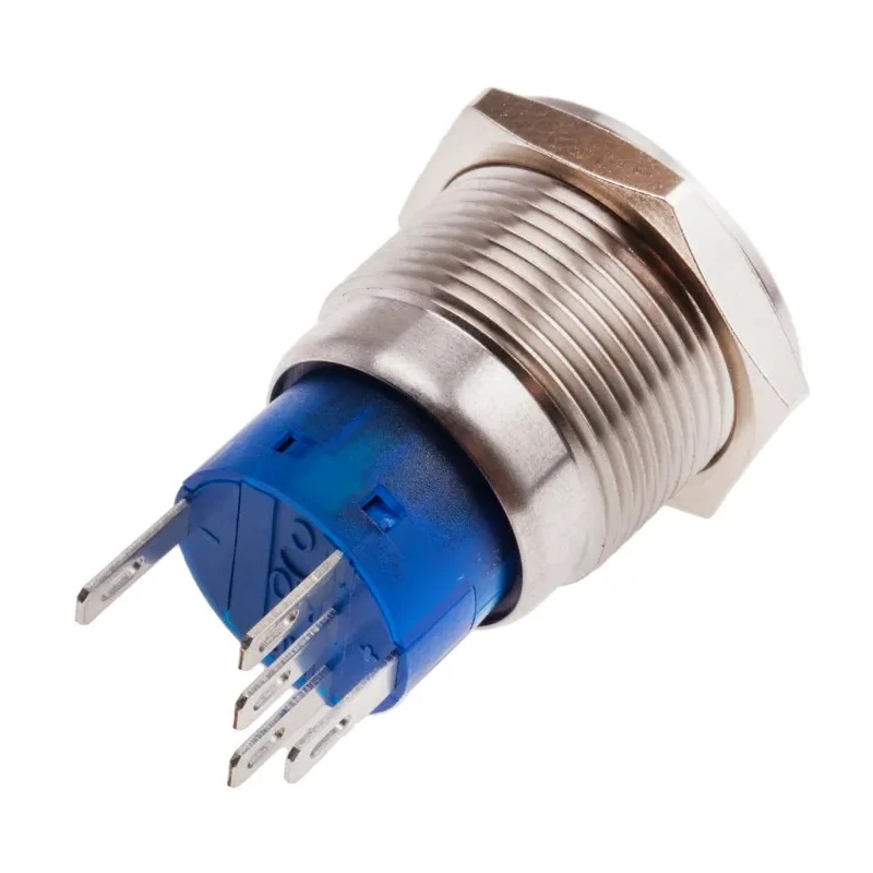 RS PRO Illuminated Push Button Switch, Latching, Panel Mount, 19.2 mm Cutout, SPDT, Blue LED, IP67, 250V AC 111-5787