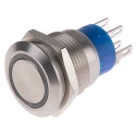 RS PRO Illuminated Push Button Switch Latching, DPDT, Panel Mount, 19.2 mm Cutout, Red LED, IP67, 250V AC 111-5793