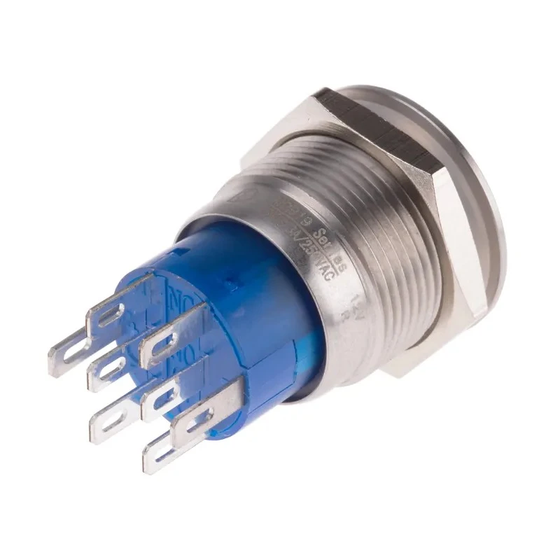 RS PRO Illuminated Push Button Switch Latching, DPDT, Panel Mount, 19.2 mm Cutout, Red LED, IP67, 250V AC 111-5793