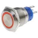 RS PRO Illuminated Push Button Switch 111-5775, Momentary, DPDT, Red LED, Panel Mount, 19.2 mm, 12V DC/250V AC, IP67