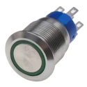 RS PRO Illuminated Push Button Switch, DPDT, 19.2 mm Cutout, Green LED, IP67, Momentary, 12 V DC / 250 V AC, Panel 111-5823
