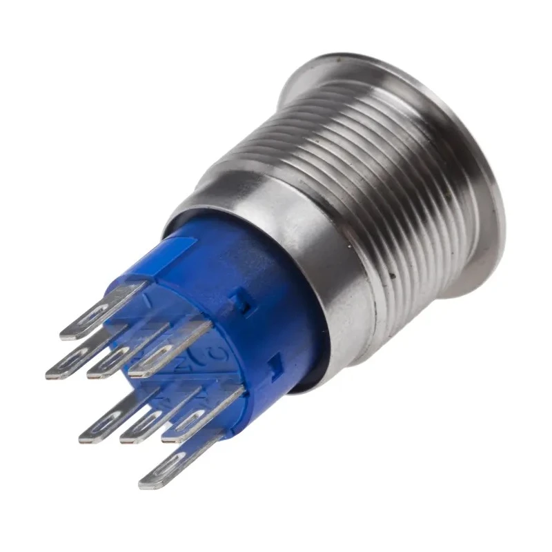 RS PRO Illuminated Push Button Switch, DPDT, 19.2 mm Cutout, Green LED, IP67, Momentary, 12 V DC / 250 V AC, Panel 111-5823