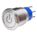 RS PRO Illuminated Push Button Switch, Latching, Panel Mount, 19 mm Cutout, SPDT, White LED, IP67, 12 V DC, 250 V AC 111-5829