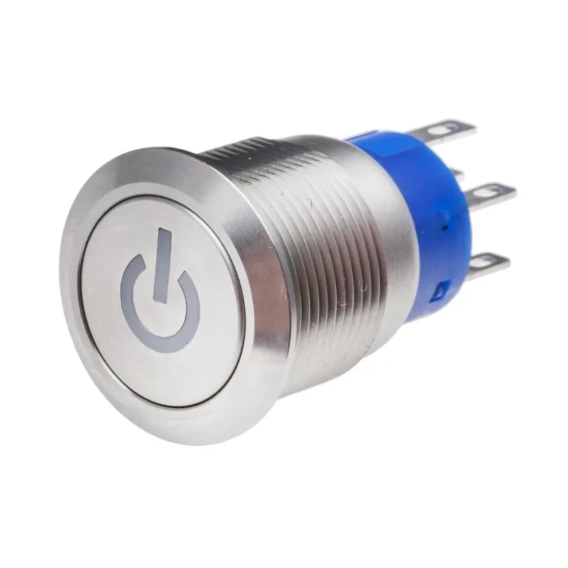 RS PRO Illuminated Push Button Switch, Latching, Panel Mount, 19 mm Cutout, SPDT, White LED, IP67, 12 V DC, 250 V AC 111-5829