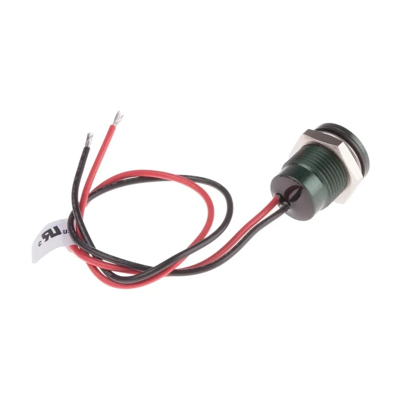 RS PRO Green Panel Mount Indicator, 220V AC, 3mA, Lead Wire Termination, IP67, Flush 111-6576