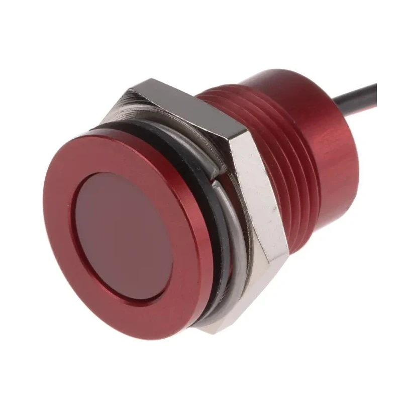 RS PRO Red Panel Mount LED Indicator, 24V DC, Lead Wire Termination, IP67, Flush Bezel 111-6569