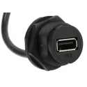 RS PRO USB 2.0 Cable, Female USB Type A to Male USB Type A, 200 mm, Black, IP67, Polyvinyl Chloride, 111-6748
