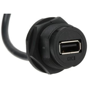 RS PRO USB 2.0 Cable, Female USB Type A to Male USB Type A, 200 mm, Black, IP67, Polyvinyl Chloride, 111-6748