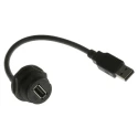 RS PRO USB 2.0 Cable, Female USB Type A to Male USB Type A, 200 mm, Black, IP67, Polyvinyl Chloride, 111-6748