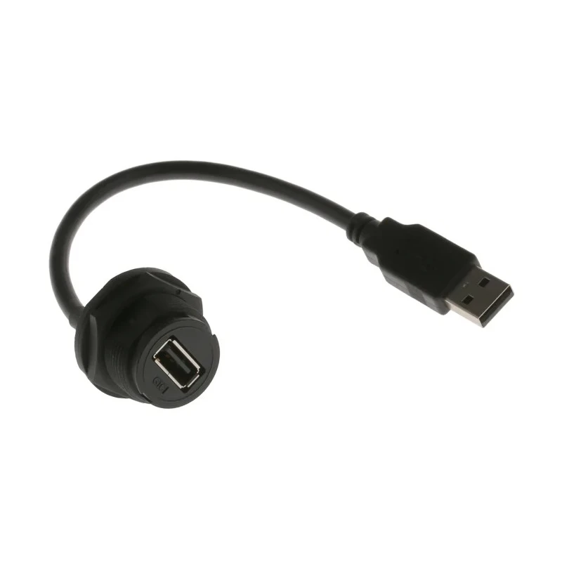 RS PRO USB 2.0 Cable, Female USB Type A to Male USB Type A, 200 mm, Black, IP67, Polyvinyl Chloride, 111-6748