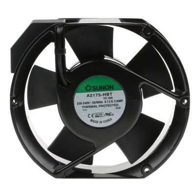 Sunon Axial Fan 230V AC, 344.9 m³/h, 26W, Ball Bearing, Circular Frame, Backward Curve, A2175-HBT.TC.GN