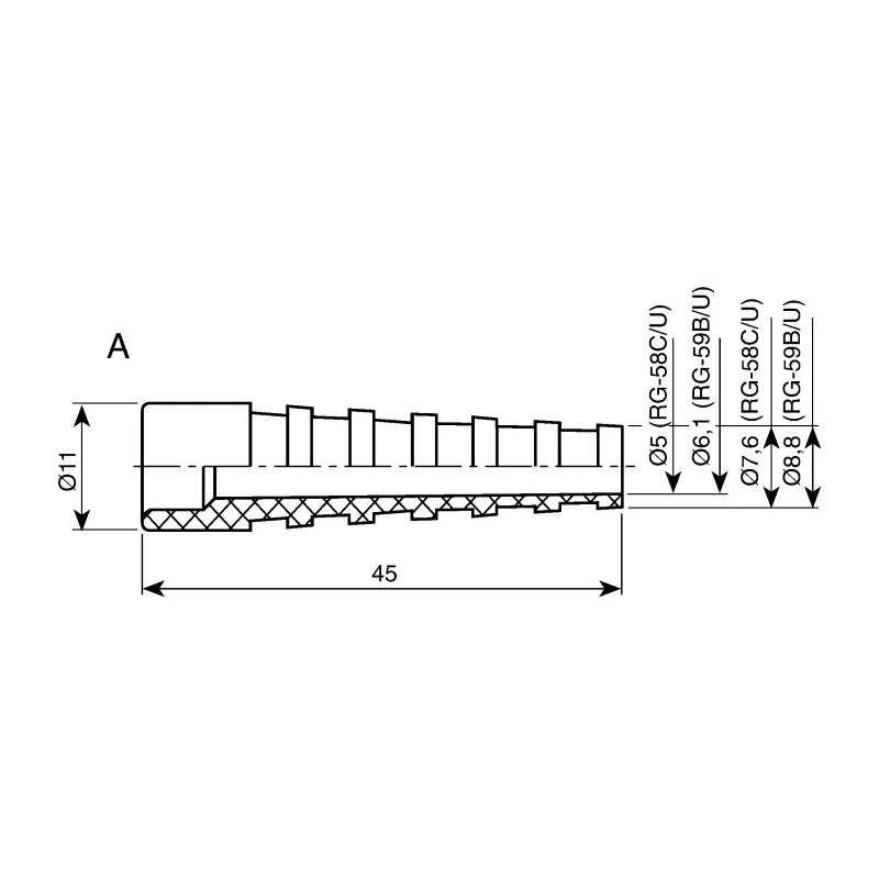 Telegartner Strain Relief BNC Boot for 0.6/3.7, RG-59B/U, RG-62A/U, Yellow, Zinc Chromate B00081D1289