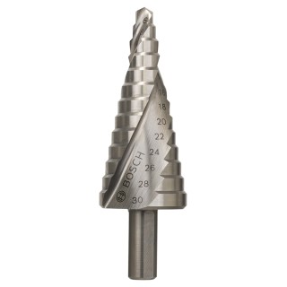 Bosch HSS Step Drill Bit 6–30 mm Range, 93.5 mm Length, Triangular Shank, Single Piece 2608597520