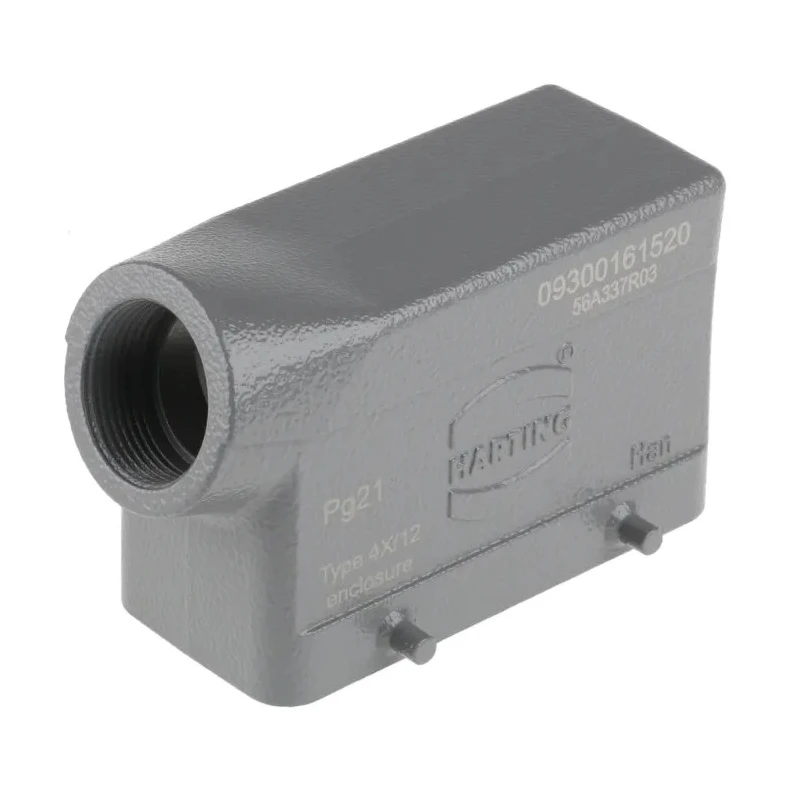 HARTING Han B Heavy Duty Power Connector Hood, Die Cast Aluminium, Side Cable Entry, 2 Lever Locking, 16B, IP65 09300161520