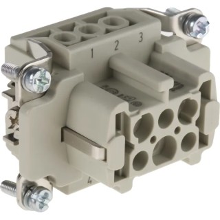 HARTING Han E Series Heavy Duty Power Connector Insert, 16A, Female, 6 Contacts, Cable Mount, 500V 09330062701