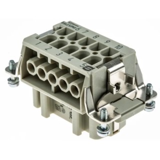 HARTING Heavy Duty Power Connector Insert, Han E Series, Female, 10 Contacts, 16A, 500V, Cable Mount 09330102701