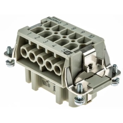 HARTING Heavy Duty Power Connector Insert, Han E Series, Female, 10 Contacts, 16A, 500V, Cable Mount 09330102701