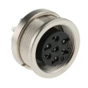 binder Circular Connector Panel Mount M16 Socket Female 7 Contacts IP40 Silver Brass 680 Series 09-0328-00-07