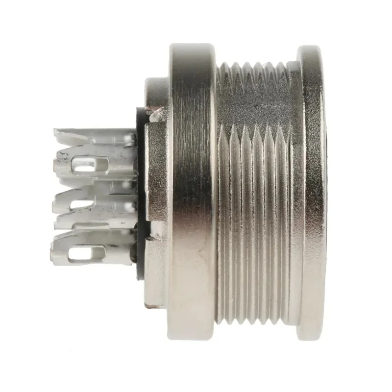binder Circular Connector Panel Mount M16 Socket Female 7 Contacts IP40 Silver Brass 680 Series 09-0328-00-07