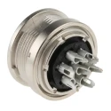 binder Circular Connector Panel Mount M16 Socket Female 7 Contacts IP40 Silver Brass 680 Series 09-0328-00-07
