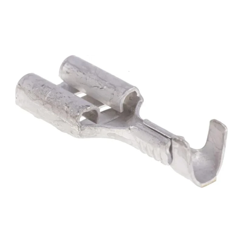 TE Connectivity FASTON .250 Black Uninsulated Female Spade Connector, Crimp, 6.35 x 0.81 mm Tab Size, 22–18 AWG 41969-2