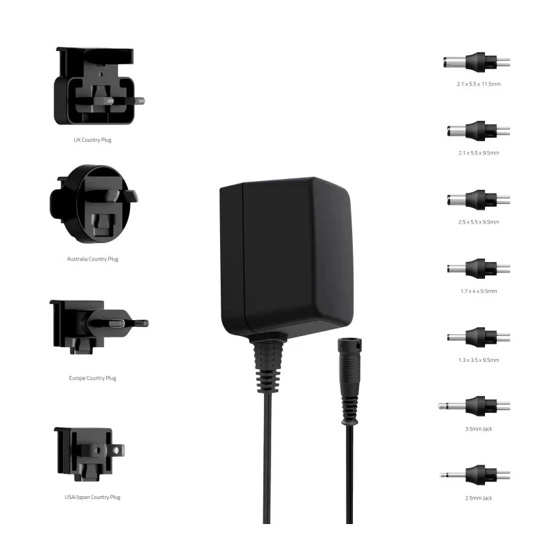 Friwo Interchangeable AC/DC Adapter 7.5W, 12V DC Output, 600mA, Universal Plug, FW8002 EDV1898110RS