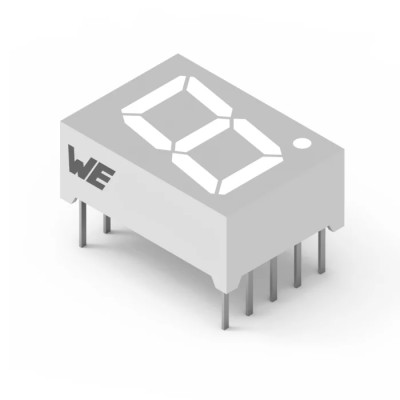 Wurth Elektronik 7 Segment LED Display, Super Red Anode, 38mcd, 13.2mm Character Height, Right Side, WL-T7DS 157136S12801