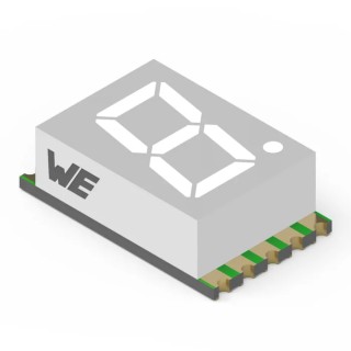 Wurth Elektronik 7 Segment LED Display, Common Cathode, Super Red, 1 Character, 14.2 mm Height, 28mcd, Right 157143S12700