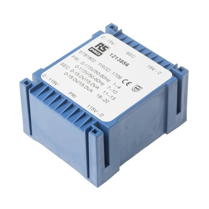 RS PRO PCB Transformer 2 x 15 V AC, 2 Output, 30 VA, 230 V/115 V Input, Low Profile, 121-3856