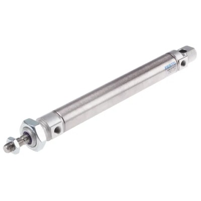 Festo DSNU-25-150-P-A Pneumatic Cylinder, 291.5mm Length, Stainless Steel, Elastomer Cushioning, 80°C Max Temp