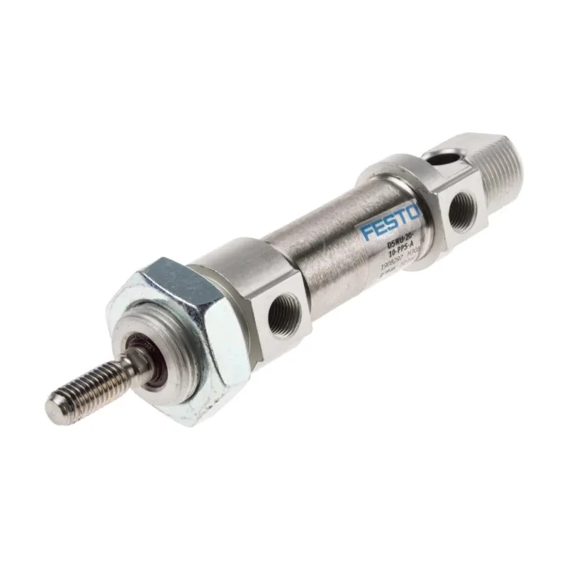 Festo DSNU-20-10-PPS-A Pneumatic Cylinder 500mm Stroke, 20mm Bore, Double Acting, Self-Adjusting Cushioning, Stainless Steel