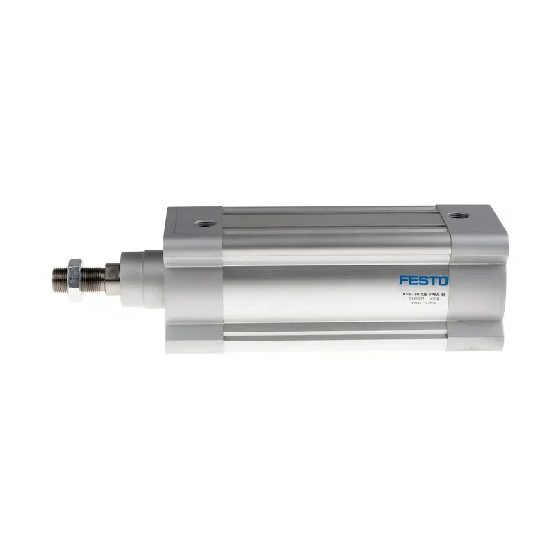 Festo Pneumatic Piston Rod Cylinder, DSBC-80-125-PPSA-N3, 80mm Bore, 125mm Stroke, Double Acting, 12 Bar, Aluminium Body