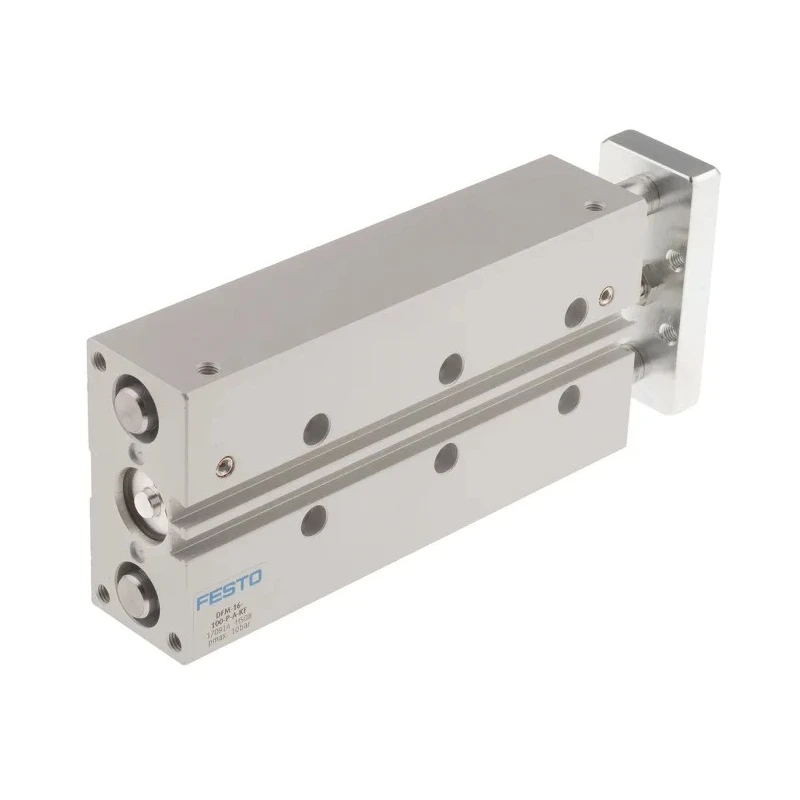 Festo Pneumatic Guided Cylinder 16mm Bore, Double Acting, 100mm Stroke, Wrought Aluminium Alloy DFM-16-100-P-A-KF