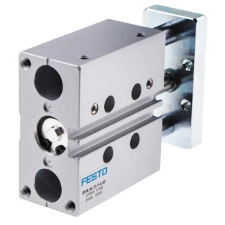 Festo Pneumatic Guided Cylinder DFM-16-25-P-A-KF, 16mm Bore, 25mm Stroke, Double Acting, 10 bar, Ball Bearing Guide