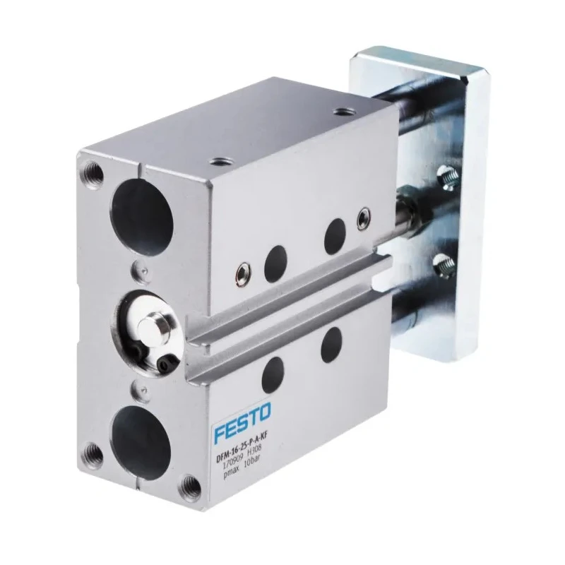 Festo Pneumatic Guided Cylinder DFM-16-25-P-A-KF, 16mm Bore, 25mm Stroke, Double Acting, 10 bar, Ball Bearing Guide
